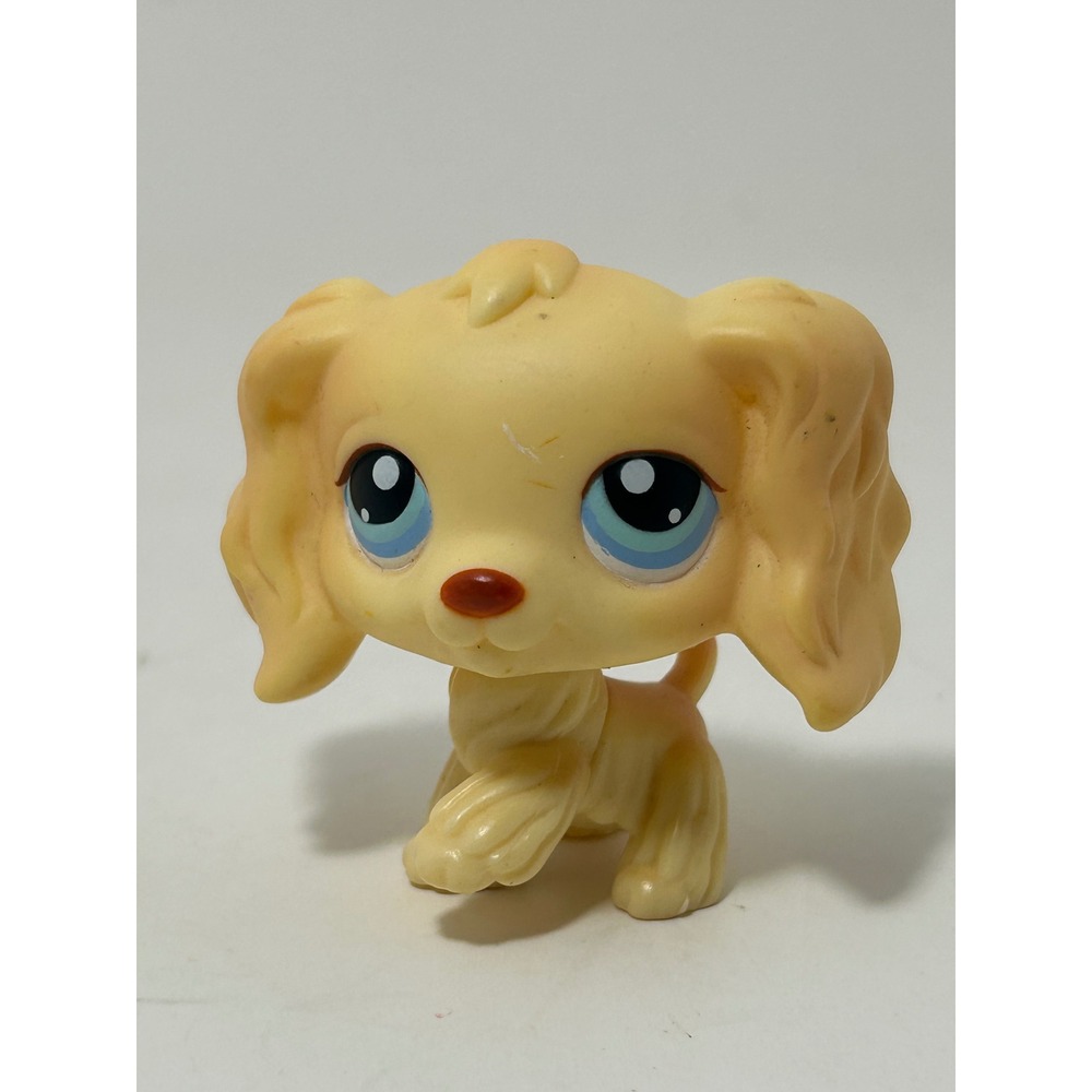 Hasbro Littlest Pet Shop LPS Cocker Spaniel 91 Tan Dog Blue Eyes Bobblehead‎